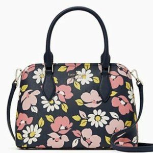 KATE SPADE DARCY SMALL TOP ZIP SATCHEL CROSSBODY ROAD TRIP FLORAL BLUE MULTI